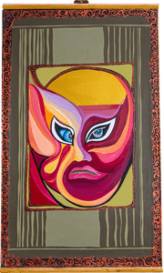 Framed Essence Imprint "Kabuki" Japanese Art Huge 24"x36" Oak Frame Ready to Hang on the wall.