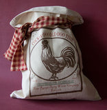 Cock-A-Doodle-Doo Time Flour sack Feed sack 9 Designs Farmhouse decor rustic country Heavy Primitive Rooster Feed Sack Makes Great Pillow Blue Heaven Windmill Bread Kisses Hugs