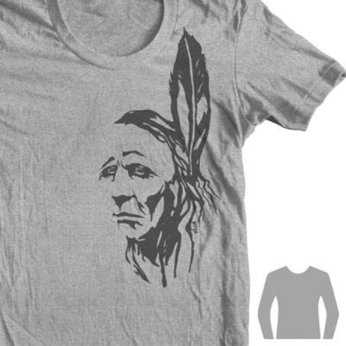 Native American Indian Brave Eagle Feather Gray T-shirt